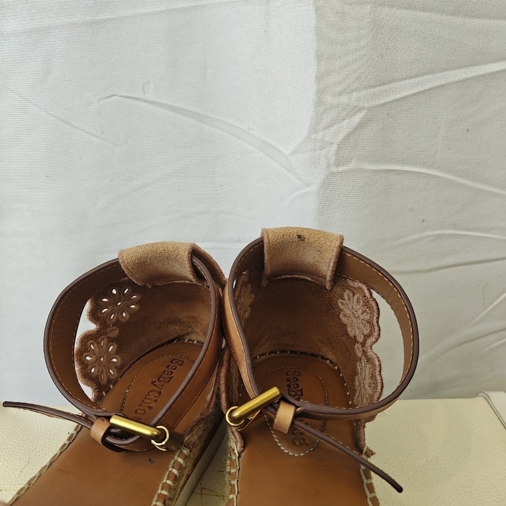 See by Chloe Scalloped Espadrilles In Blush Pink Size EU 37 US 7 Women's - Picture 14 of 16